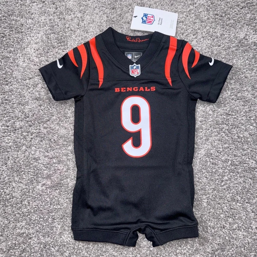 Joe Burrow Cincinnati Bengals Nike Jersey Romper Kids Black 0/3M NEW